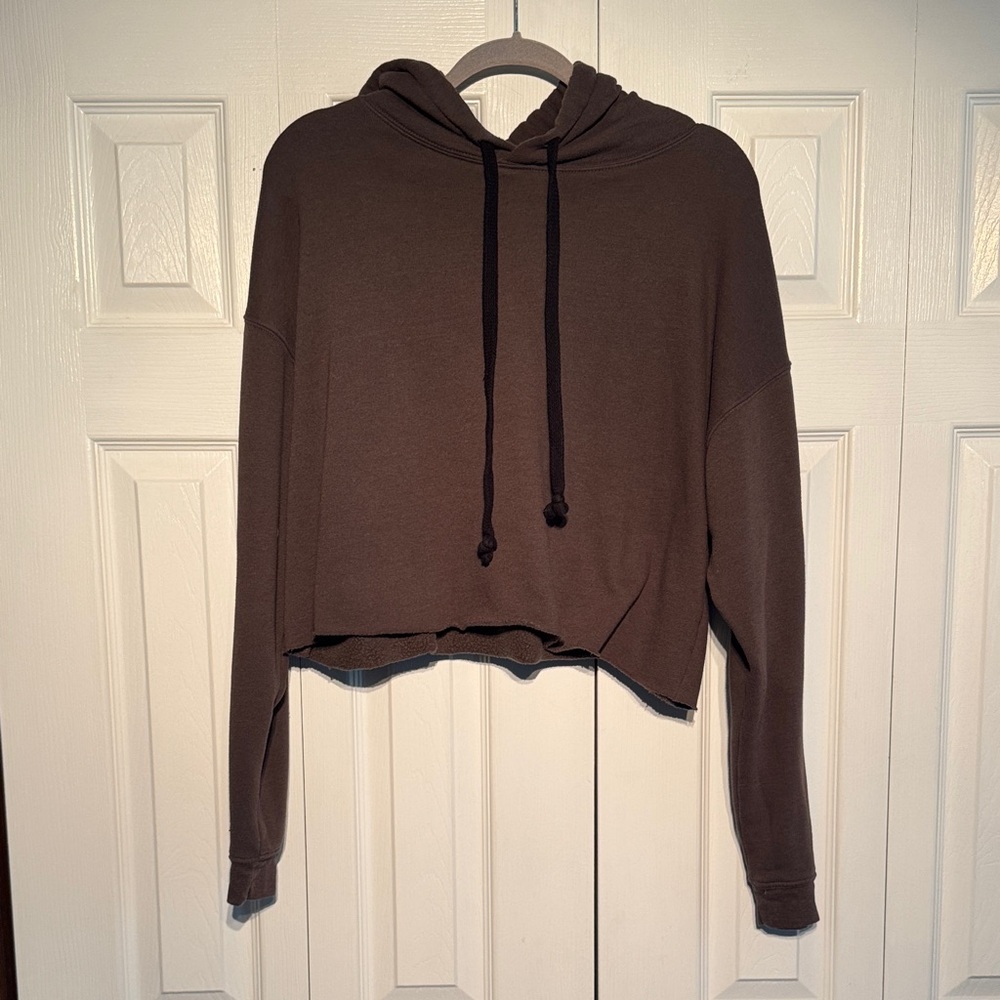 ALO Yoga Cropped Hoodie in Dark Brown